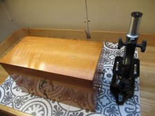 WINKEL ZEISS ANTIQUE MONOCULAR MICROSCOPE IN FITTED BOX NO 52570