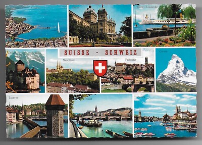 SWISS POSTCARD, NEUCHÂTEL, ZURICH, CERVIN, OUCHY, BERNE, GENEVA, LUCERNE
