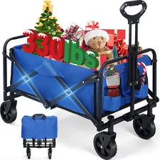 Firstness Collapsible Foldable Wagon Cart Large Capacity Heavy Duty (Blue)