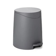 Superio Small Modern Bathroom Pedal Step On Trash Can with Lid 3 Liter Grey