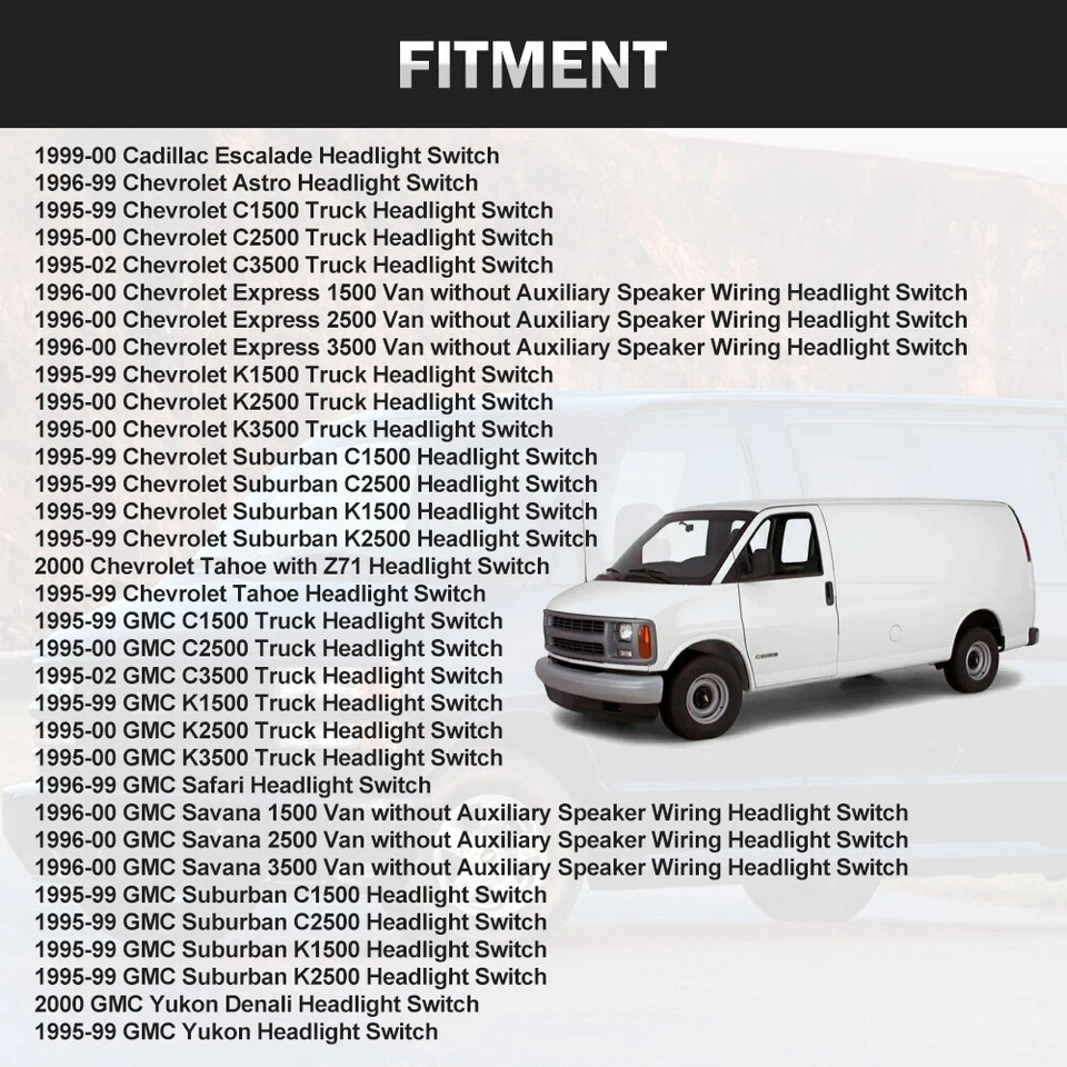 Interruptor de luz de estacionamiento para camioneta Chevy GMC 1995-99 15013005 montado en el tablero Foto 3 de 4