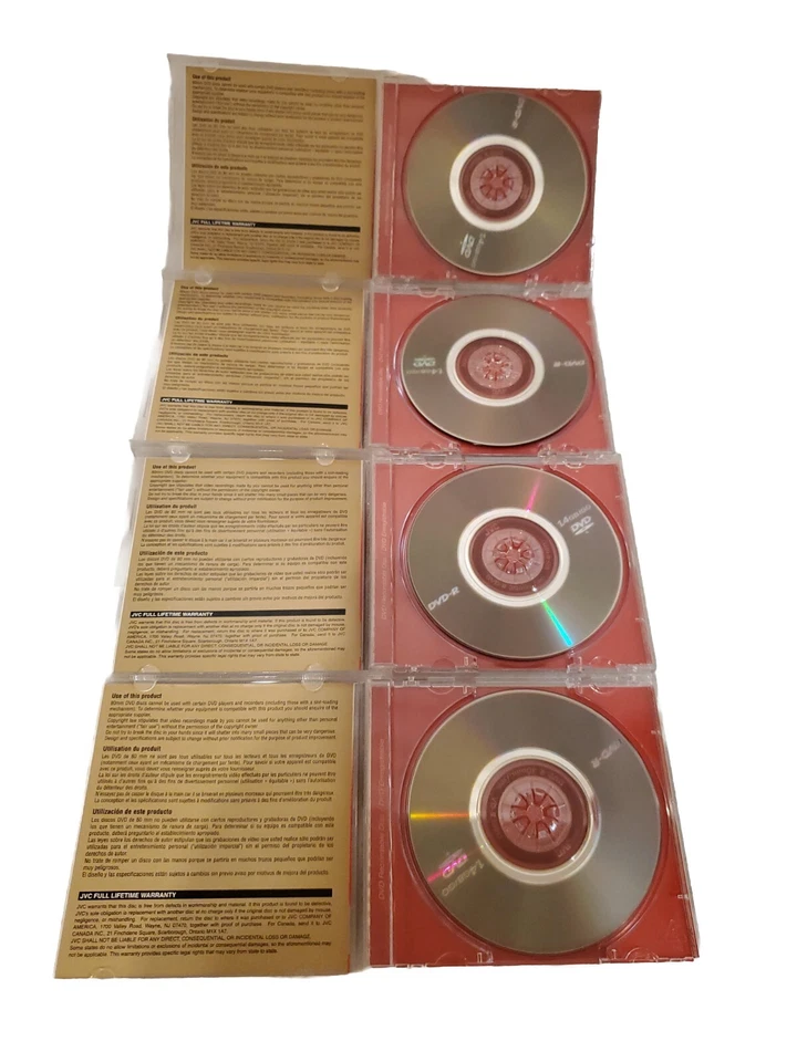 4 Mini DVD JVC Blank DV DVD-R Recordable Disc 30 Min 1.4GB/GO,Unsealed. - Image 2 of 4