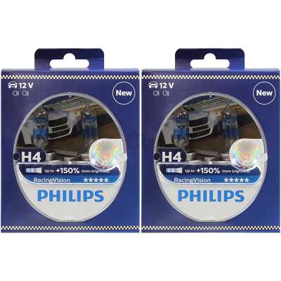 2x Philips Racing Vision H4 12V 60/55W P43t +150% 2 Stück Set Birne 12342RVS2