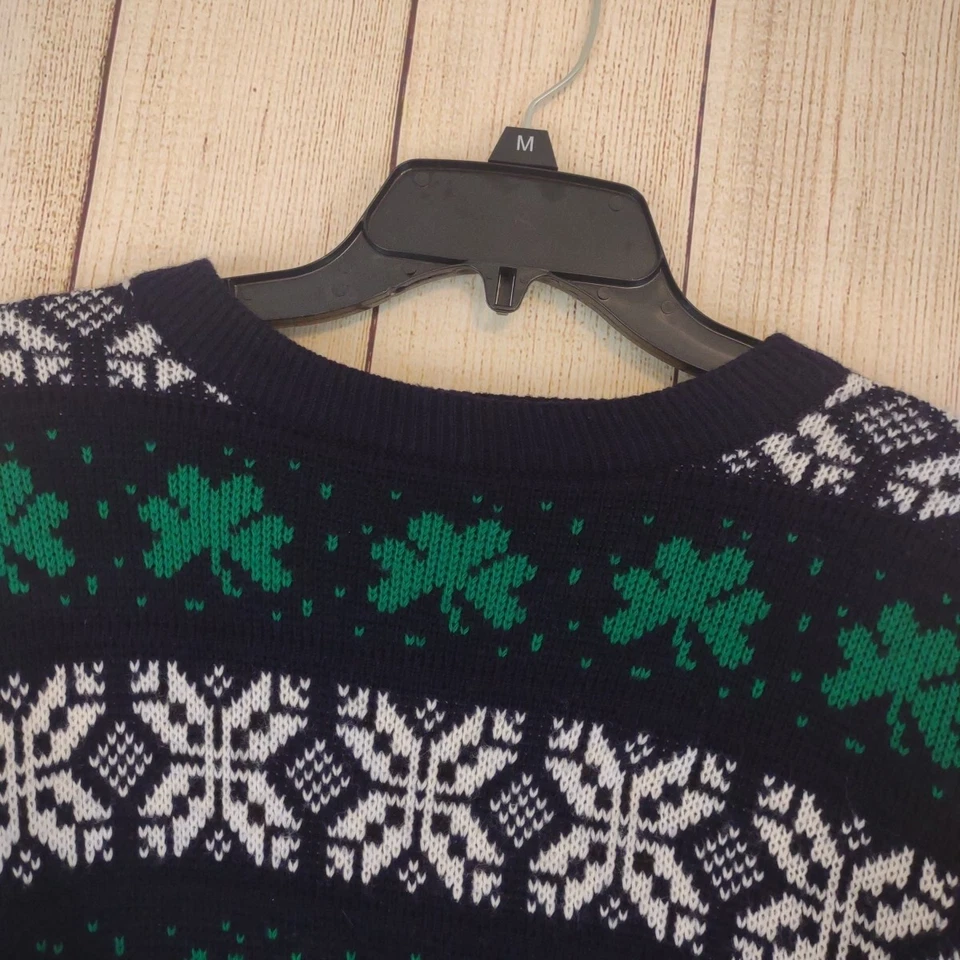 Men's Emerald Vintage Shamrock Sweater Fair Isle Nordic Ireland St Patrick  - Image 3 of 4