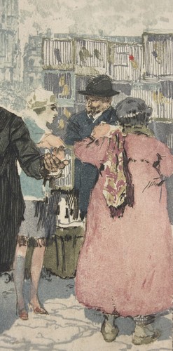 Franz Xaver Wolf (1896-1989) signierte Aquatinta Farbradierung, Vogelmarkt - Bild 6 von 14