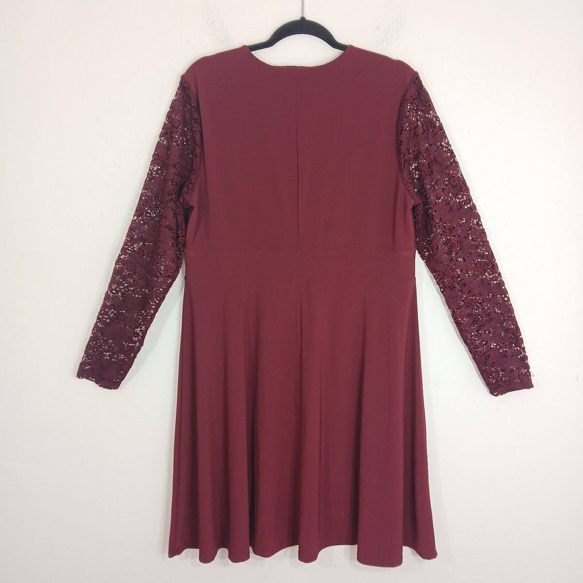 Ashley Graham Beyond Burgundy Long Sleeve Lace Dress 1X Elegant ✨ View 2