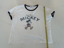 Mickey Mouse Ringer T Shirt Kids XL Walt DISNEY Store Vintage White pre-owned