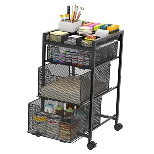 3-Drawer Rolling Utility Cart for Crafts Storage and DIY Organizer  