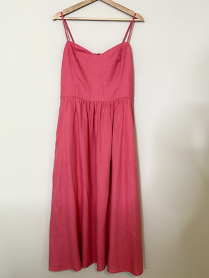 Reformation Zander Linen Dress Size 12 in Snapdragon Pink, Excellent  Condition | eBay