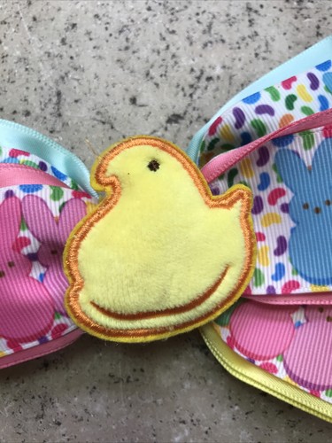 Handmade Hair Bows - Easter Chick Bunny Peeps - Cute! 6” Wide - Fast Shipping! - Picture 2 of 11