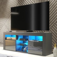 Modern TV Unit 145cm I Sideboard I TV Stand I Grey Gloss Doors I Free LED