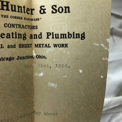 Vintage 1914 Correspondence Hunter & Son Chicago Junction Ohio Letter Head - 第 5/9 張圖片