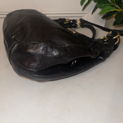 COACH Black Soho Leather Shoulder Bag w/Reptile Trim Accent F19453