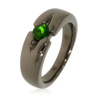 Xen Ring Mit 5 Mm Chromdiopsid Ca. 0,50 Ct. Black Rhodium 54 / 17,2 Mm