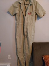 Vintage Dickies Khaki Tan Mechanic Coveralls Jumpsuit 36 REG