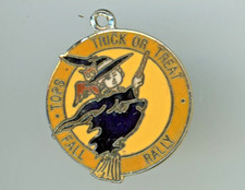 Witch on Broomstick Pendant Necklace Charm Halloween