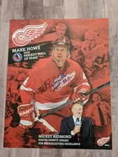 Mickey Redmond Signed 11x14 Photo COA Detroit Red Wings HHOF 2011 SGA Mark Howe