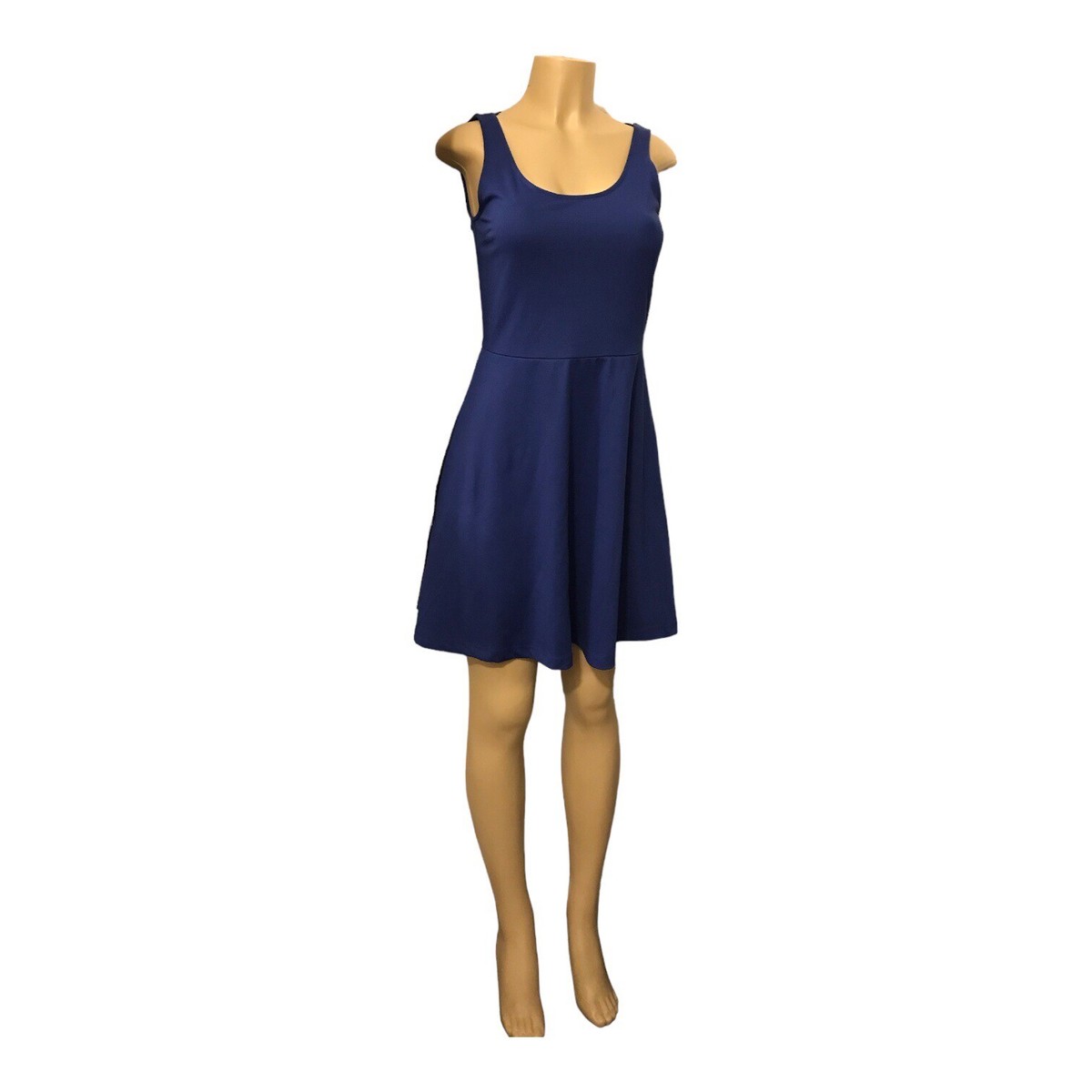 h&m royal blue dress Ladies - Bright Blue Flounced Pointelle-Knit Dress - Size: S