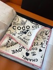 Chanel Designer Scarf – Rare Black & White Print, Pink Trim, 100% Silk