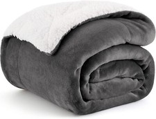 Sherpa Wool Blanket for Sofa - Winter Plush Blanket, Charcoal Gray, 50x60 inches