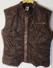 Spirit Halloween Steampunk Vest Men's XL Brown Striped Victorian Cosplay w/Chain