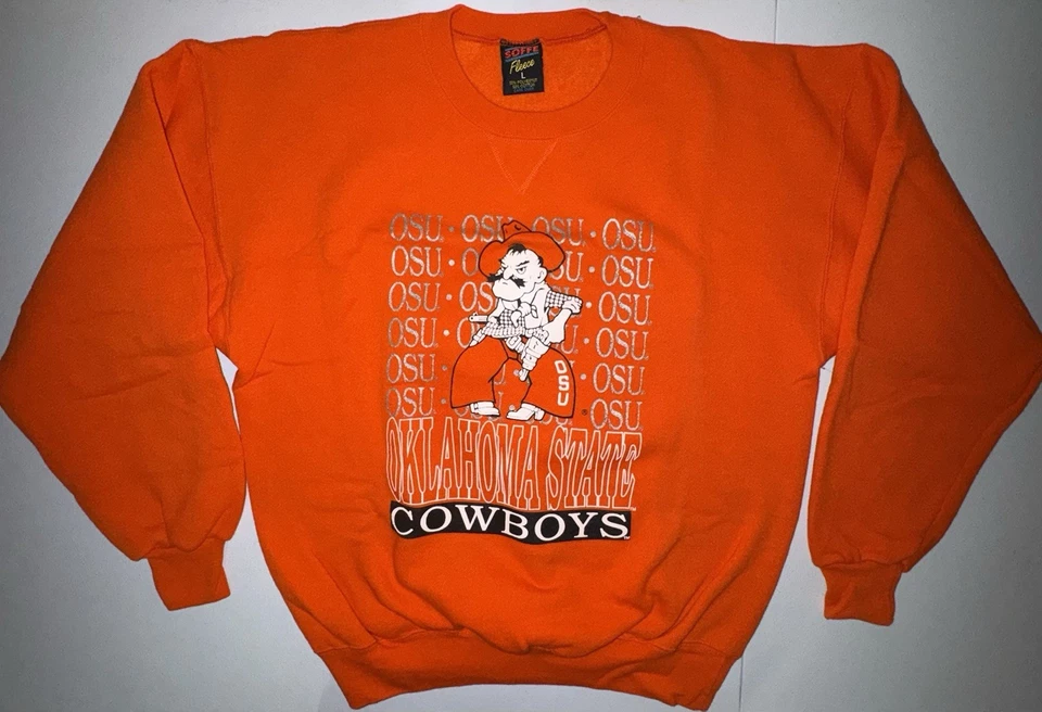 Sudadera Vintage Años 90 Oklahoma State Cowboys Para Hombre Grande Soffe Hecha en EE. UU. Foto 2 de 4