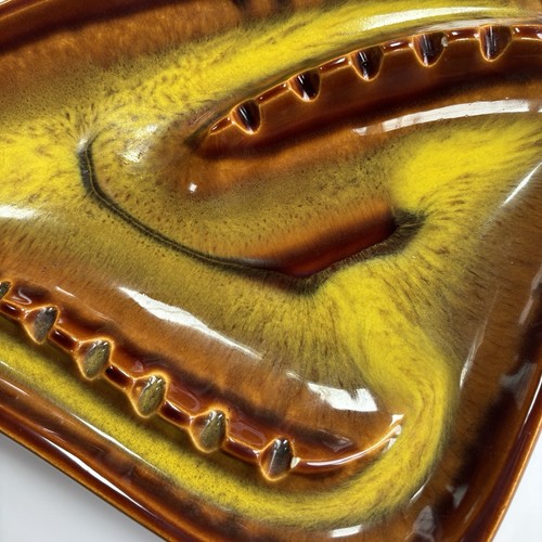 MCM Ceramic ATOMIC Boomerang MODERN Vintage ASHTRAY- JAPAN - Brown/Yellow - Picture 5 of 10