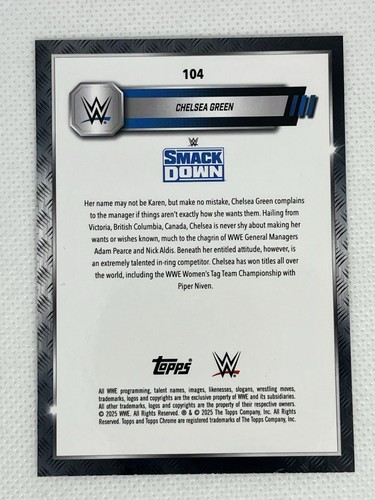 Chelsea Green 2025 Topps Chrome WWE Speckle Refractors /249 #104 - Bild 6 von 6