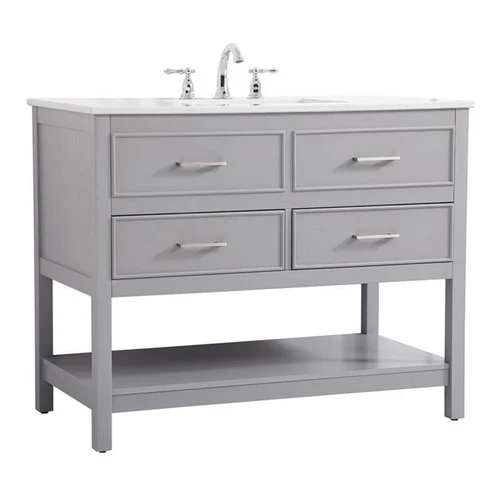 Elegant Decor Sinclaire 42" Aluminum Alloy & MDF Single Bathroom Vanity in Gray - Picture 1 of 8
