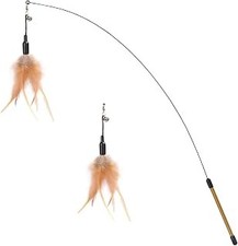 Pawaboo Feather Teaser Cat Toy - Interactive Wand with Extra Long 34.5" Wand and