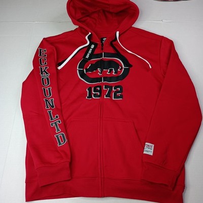 Ecko Unltd. Rhino Logo Hoodie Men's Size L Large Red Full Zip Up Hooded Jacket