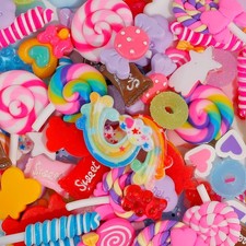 Lasiyanor 120Pcs Candy Charms, Resin Flat Back kawaii Slime Charms Lollipops,