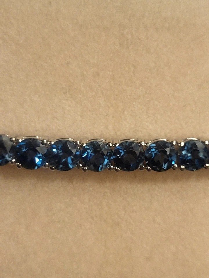 Preciosa Pulsera Ajustable Tenis Topacio Azul Londres, SS925, NUEVA EN PAQUETE Foto 2 de 4