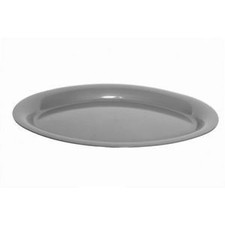 WHITEFURZE Oval Serving Platter 53cm White Silver Large Buffet Tray Tabeleware