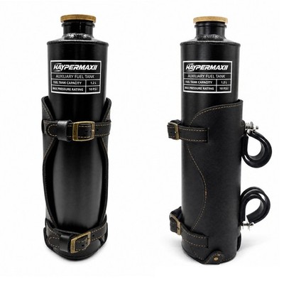 HAYPERMAXII Motorrad Reserve Bottle 1,2L 6061 Alu mit Lederhalter für Offroad