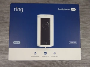 Ring Spotlight Cam Pro (Newest Model, 2nd Gen, 4K, White, Plug-In) New Sealed