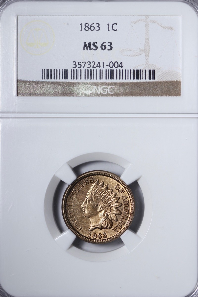 BU 1863 Indian Head Cent Penny NGC MS63 Rich Color VIEFT | eBay