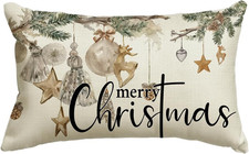Christmas Balls Reindeer Pine Cones Throw Pillow Cover, 12 X 20 Inch Hello Winte