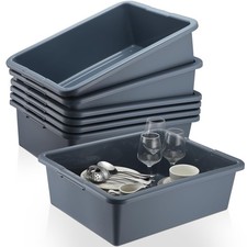 Ziliny 6 Pcs Commercial Bus Tubs 21.1" L x 16.9" w x 6.6" h Large gray