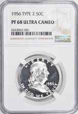 1956 FRANKLIN HALF DOLLAR ~ TYPE 2 ~ FRESH ULTRA CAMEO! ~ NGC PR68UC!  INV#001