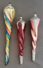 Lot of 3 Spiral Icicle Vintage Glass Christmas Ornaments
