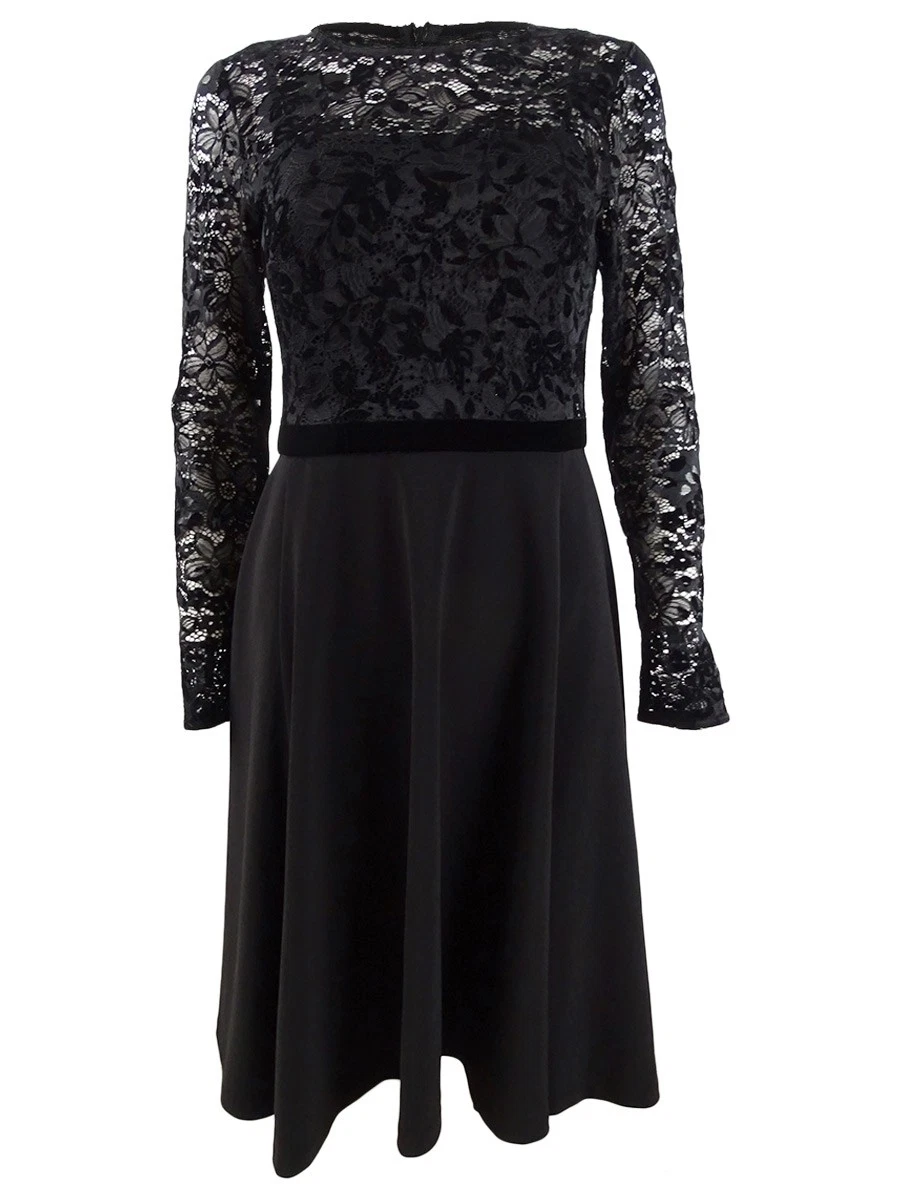 chinese dress ladies RALPH LAUREN Size 10 Black Cotton Blend Lace Short Sleeve Dress