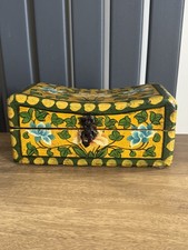 Vintage Tibetan Hand‑Painted Wooden Chest – Floral Motif – Early 20th Century