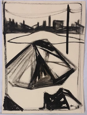 Rolf Henning: Mischtechnik/Aquarell/Gouache? auf Papier handsigniert 1959 - Bild 1 von 3