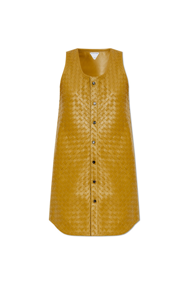 BOTTEGA VENETA Green Leather Dress New And Authentic