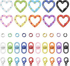 240 Pcs Heart Keychain Clip Hooks 10 Colors Making Set for DIY Crafts Gifts Keyc