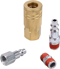 Air Coupler and Plug Kit, Industrial Air Coupler and Plug, 1/4 Inch Body Size, 1