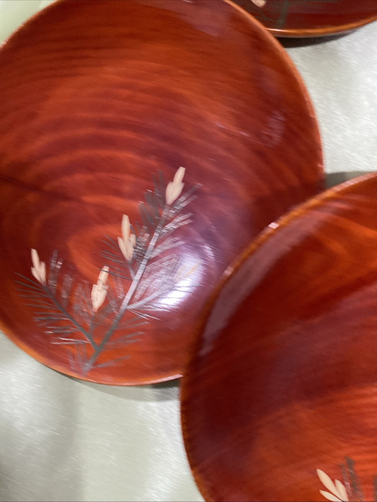 Vintage Set Of Five Japanese Shunkei - Nuri Inspired WoodAppetizer/ Snack Plates