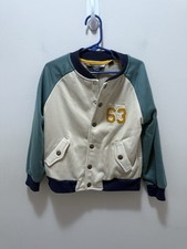Ben Sherman Boys Varsity Bomber Jacket Size 5 Beige Green Navy
