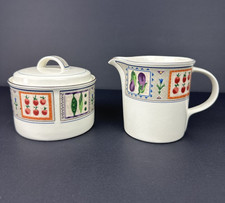 Mikasa Intaglio Country Gallery Creamer Sugar Bowl With Lid Vegetable Garden